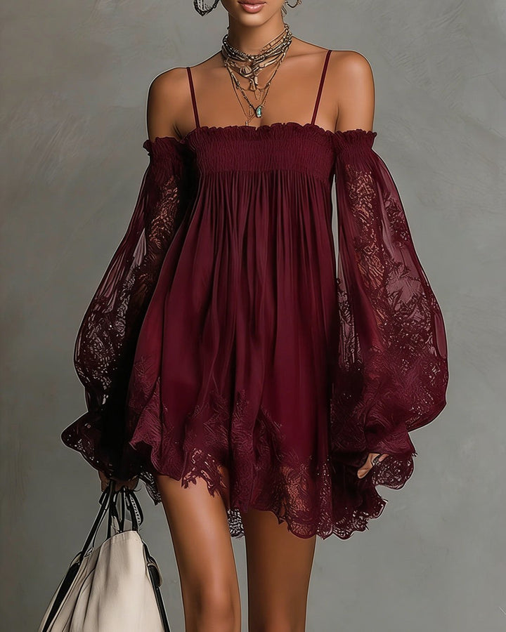 Raffaella | Navy Lace Chiffon Mini Dress