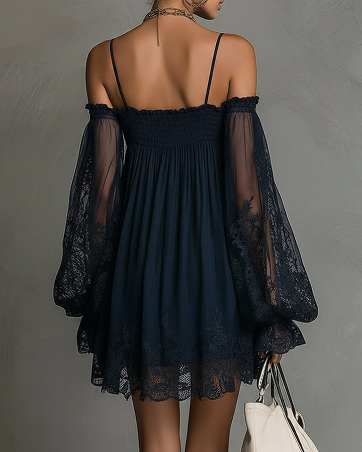 Raffaella | Navy Lace Chiffon Mini Dress