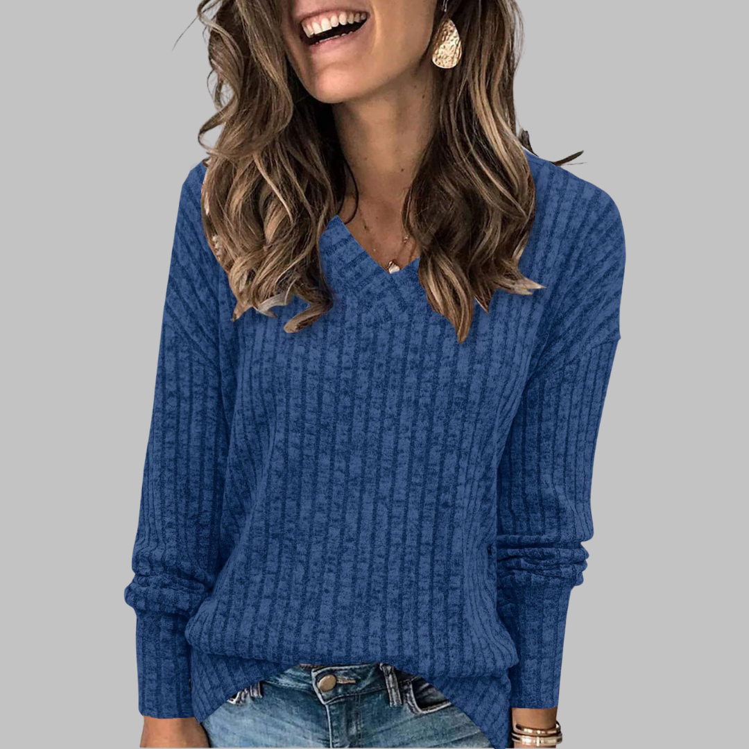 Jeanine | Comfy V-Neck Long Sleeve Top