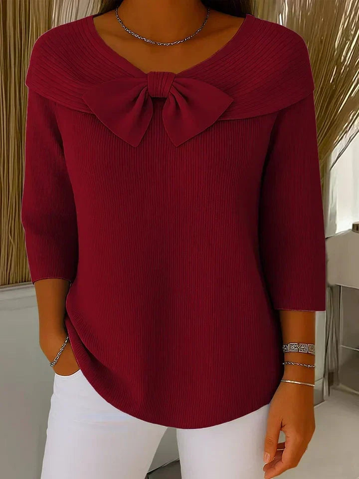 Odharnait | Sweater with Bow and Round Neckline