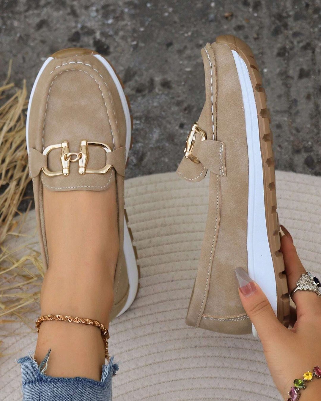 Jewell | Flat Moccasins with Buckle