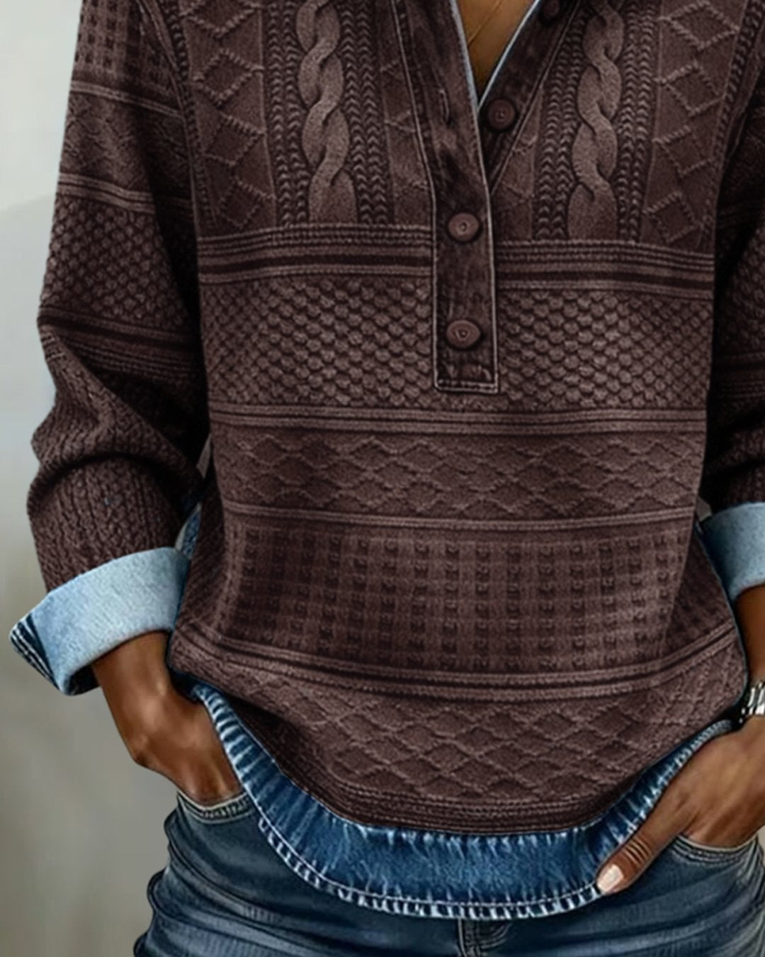 Lena | Half Button Collar Sweatshirt