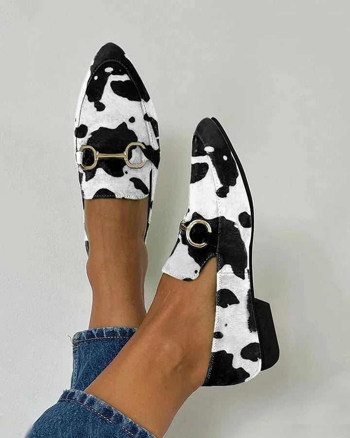 Susanne | Printed Loafers With Buckle Detail