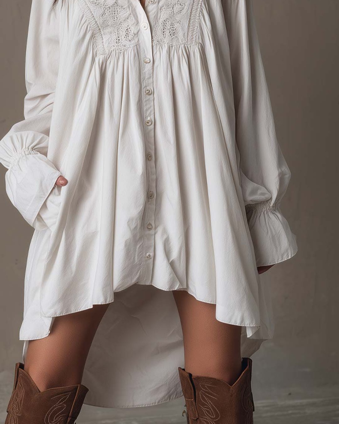 Isbella | Lace Shirt Mini Dress