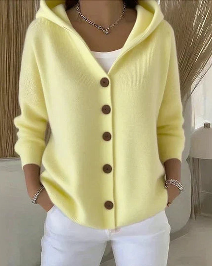 Jaqueline | Hooded Button-Up Knit Cardigan