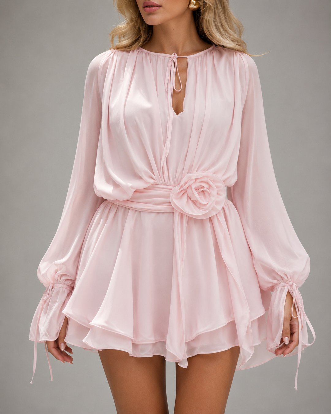 Kinsey | Romantic Mini Dress with Floral Waist