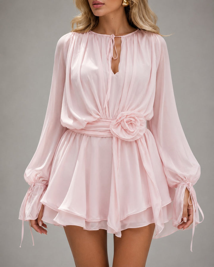 Kinsey | Romantic Mini Dress with Floral Waist