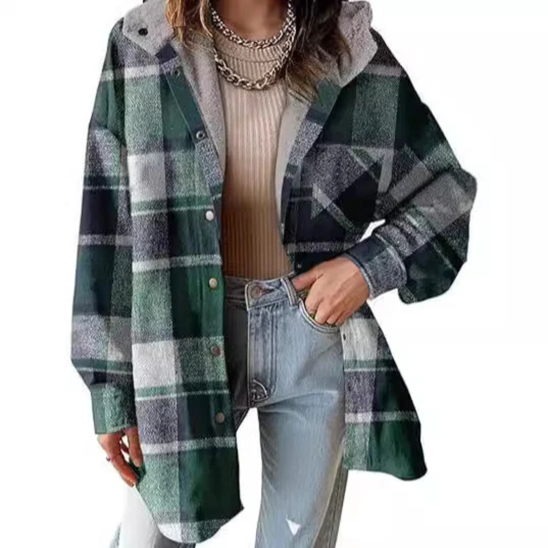 Mellony | Relaxed Fit Hooded Plaid Jacket