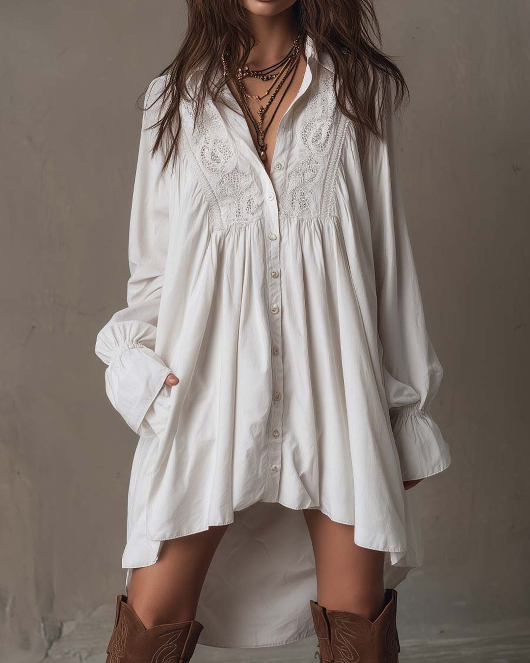Isbella | Lace Shirt Mini Dress