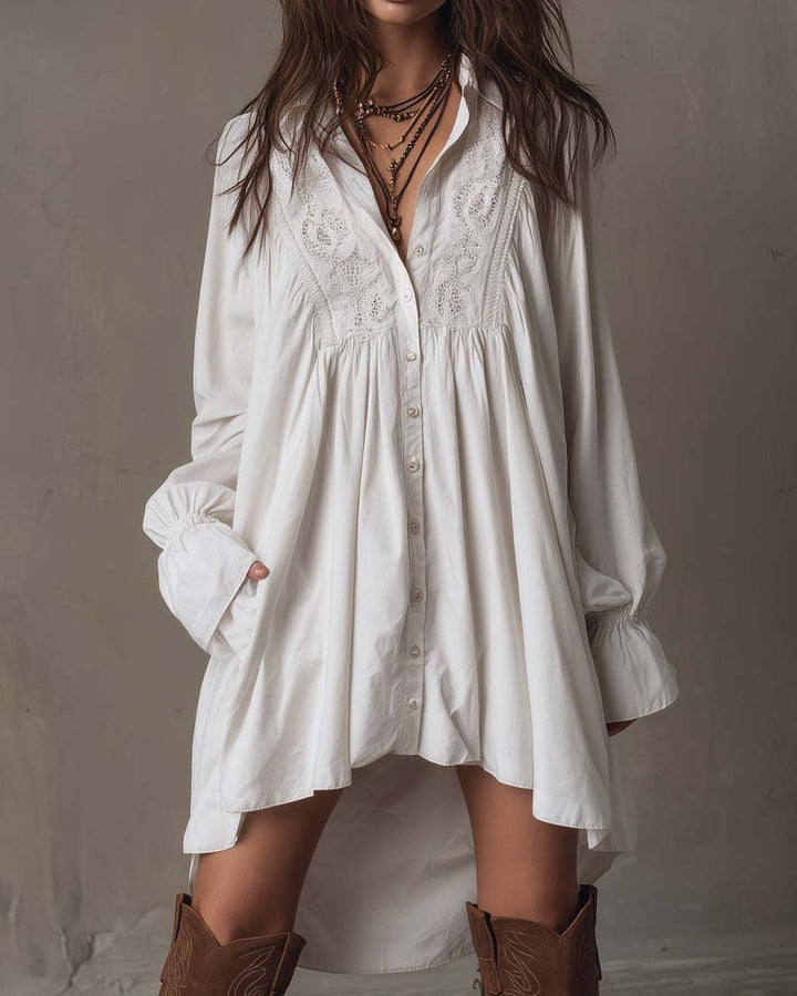 Isbella | Lace Shirt Mini Dress