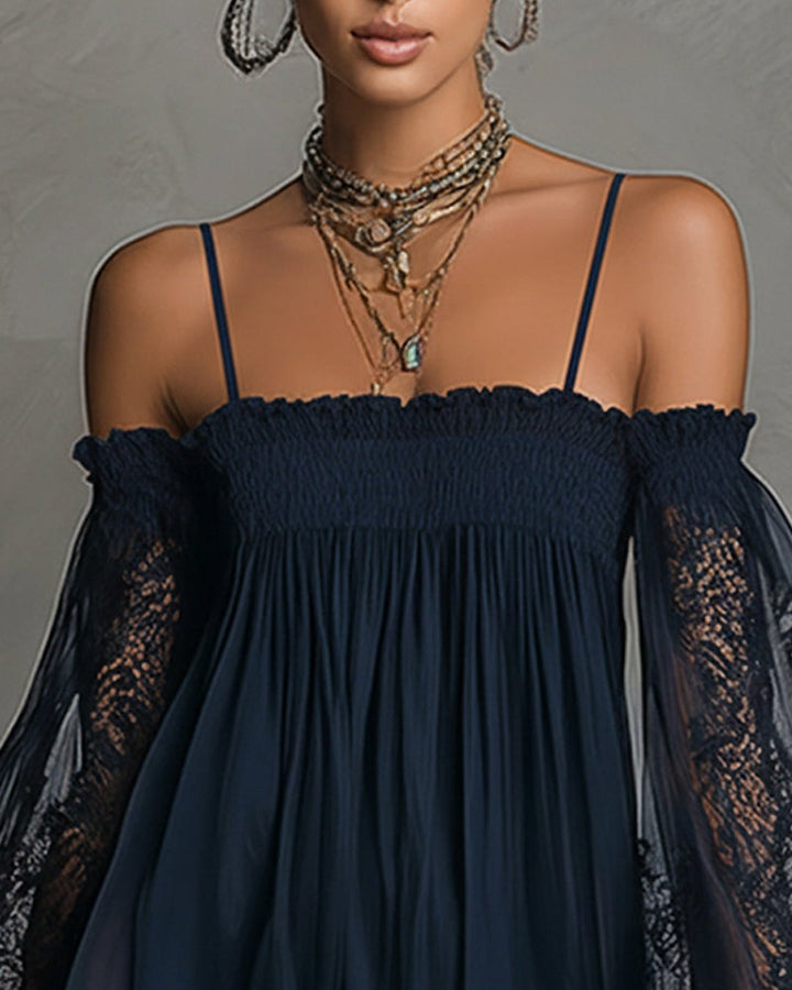 Raffaella | Navy Lace Chiffon Mini Dress