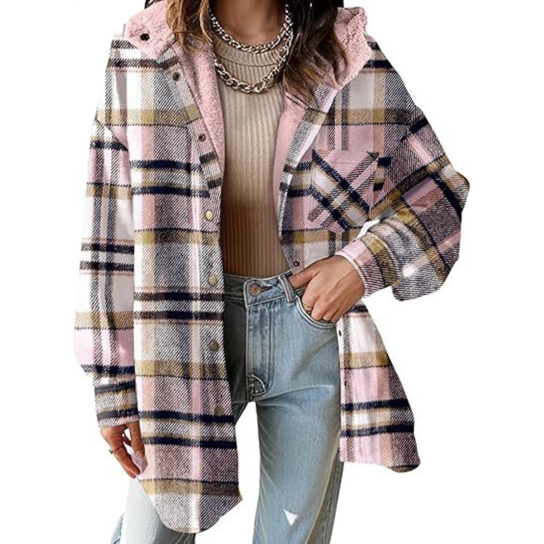 Mellony | Relaxed Fit Hooded Plaid Jacket