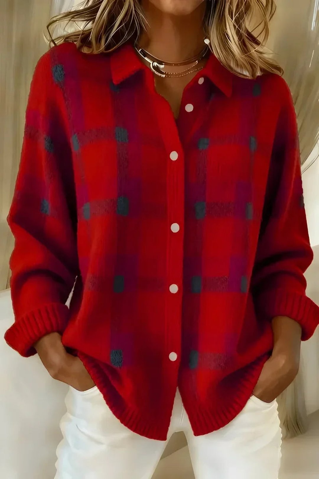 Janis | Soft Plaid Button Cardigan