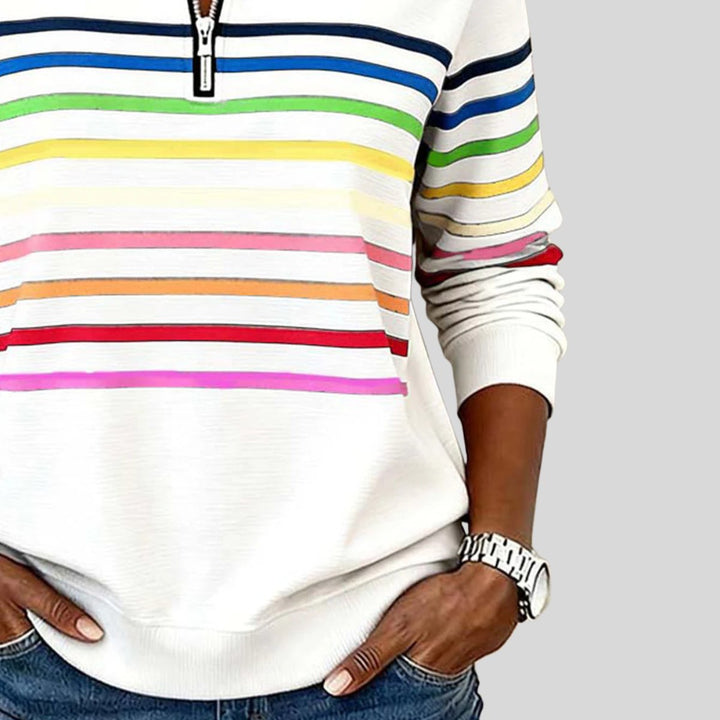 Tomasa | Colourful Striped Quarter-Zip Sweatshirt