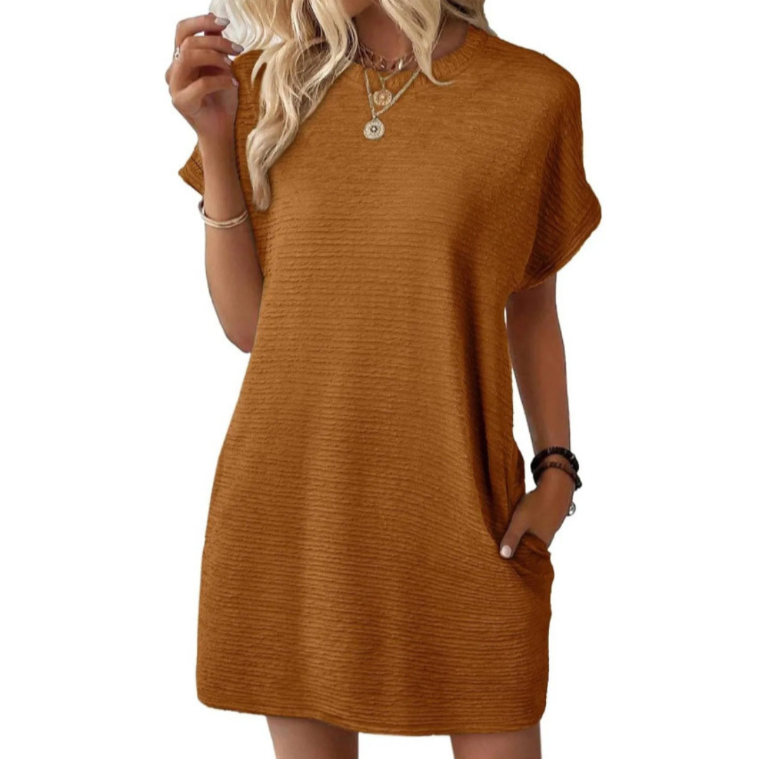 Evasha | Casual Round Neck Summer Dress