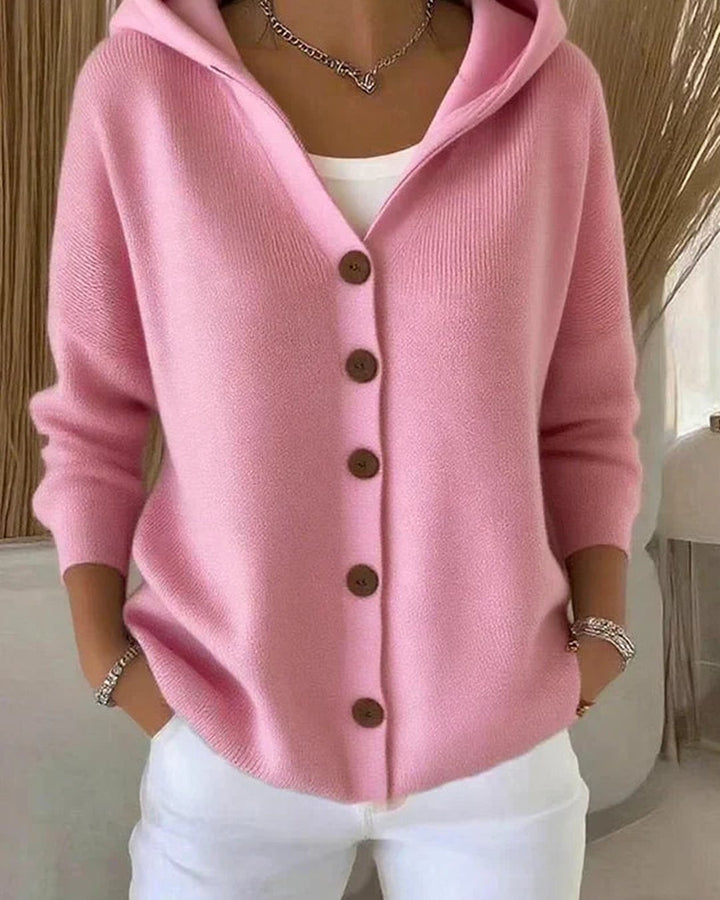 Jaqueline | Hooded Button-Up Knit Cardigan