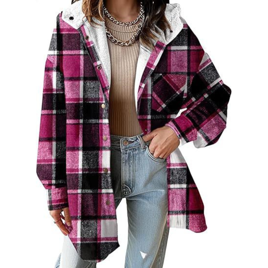 Mellony | Relaxed Fit Hooded Plaid Jacket