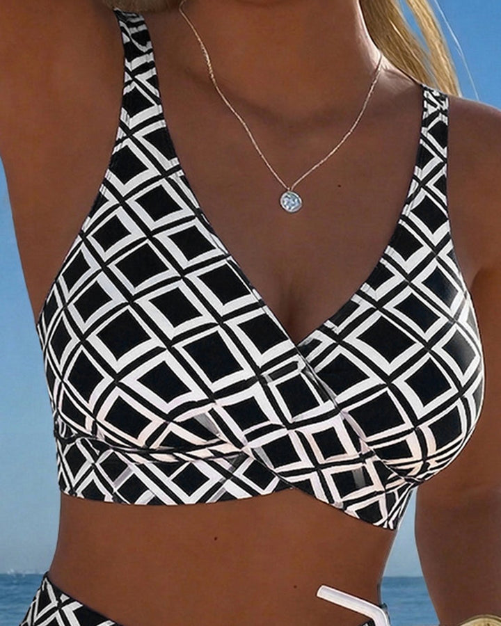 Marci | Checked Wire-Free High-Cut Bikini