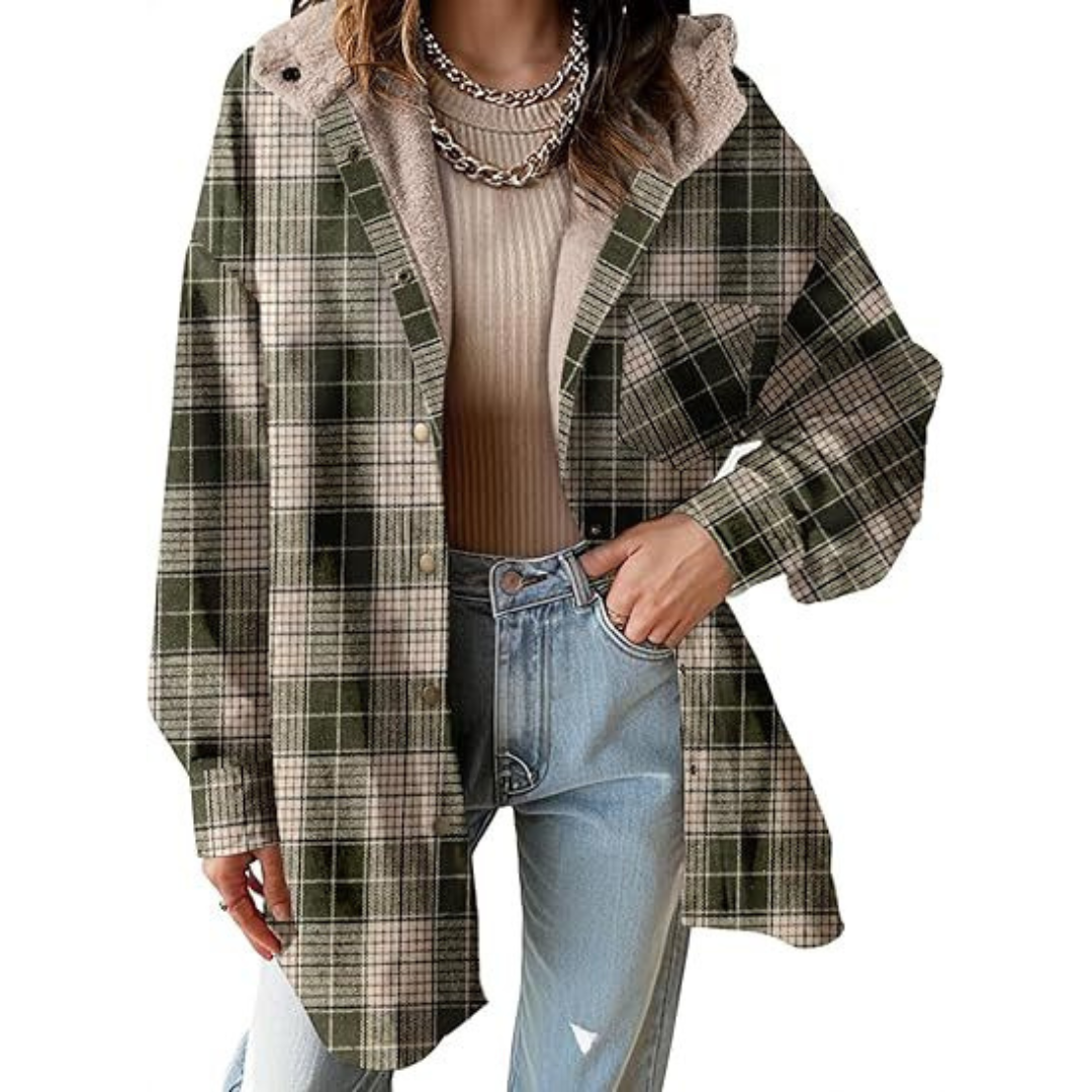 Mellony | Relaxed Fit Hooded Plaid Jacket