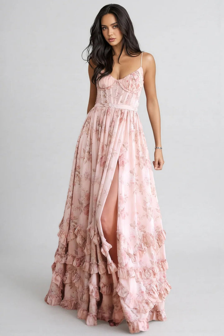 Ruthie | Floral Print Ruffled Maxi Dress