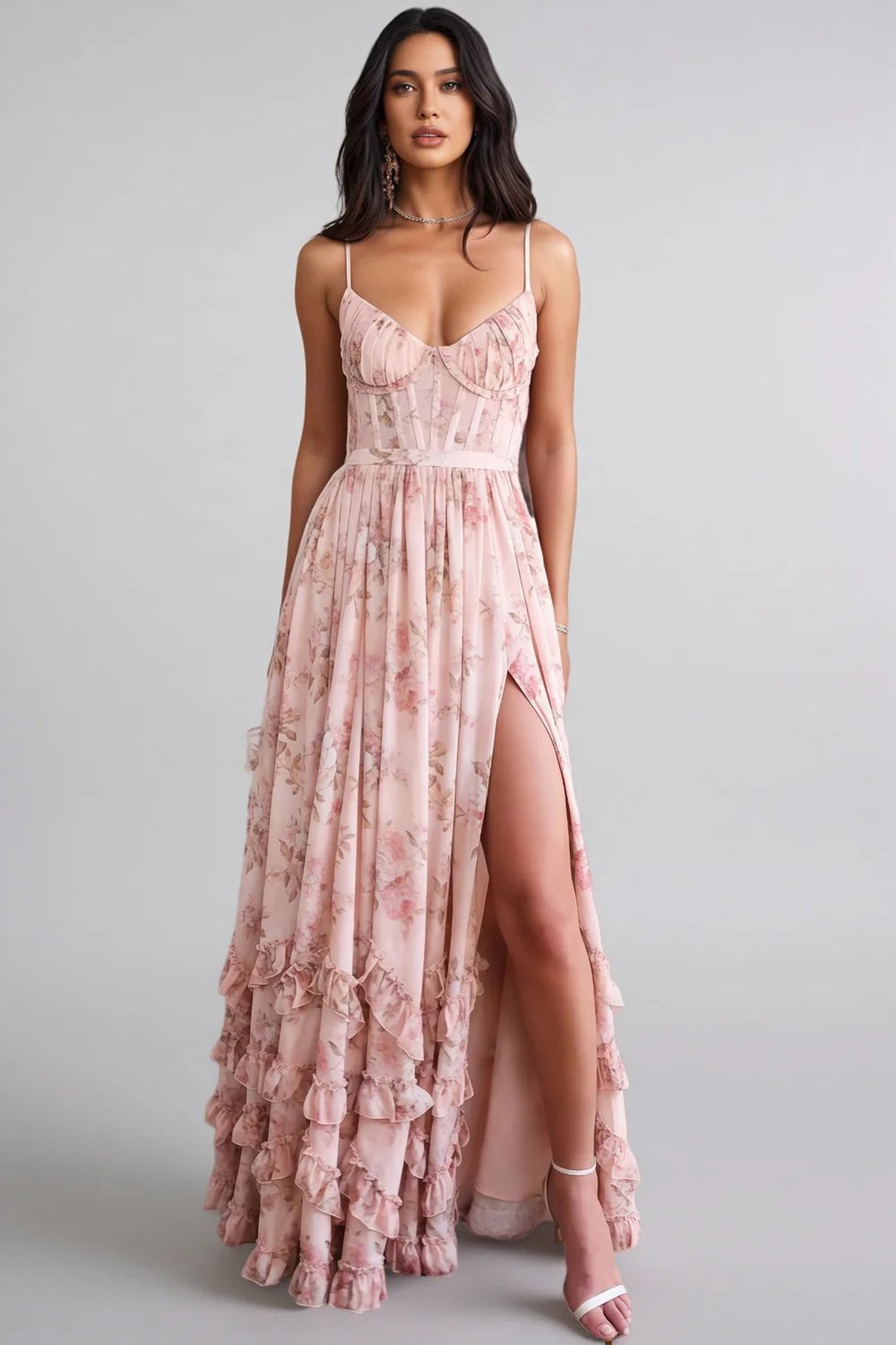 Ruthie | Floral Print Ruffled Maxi Dress