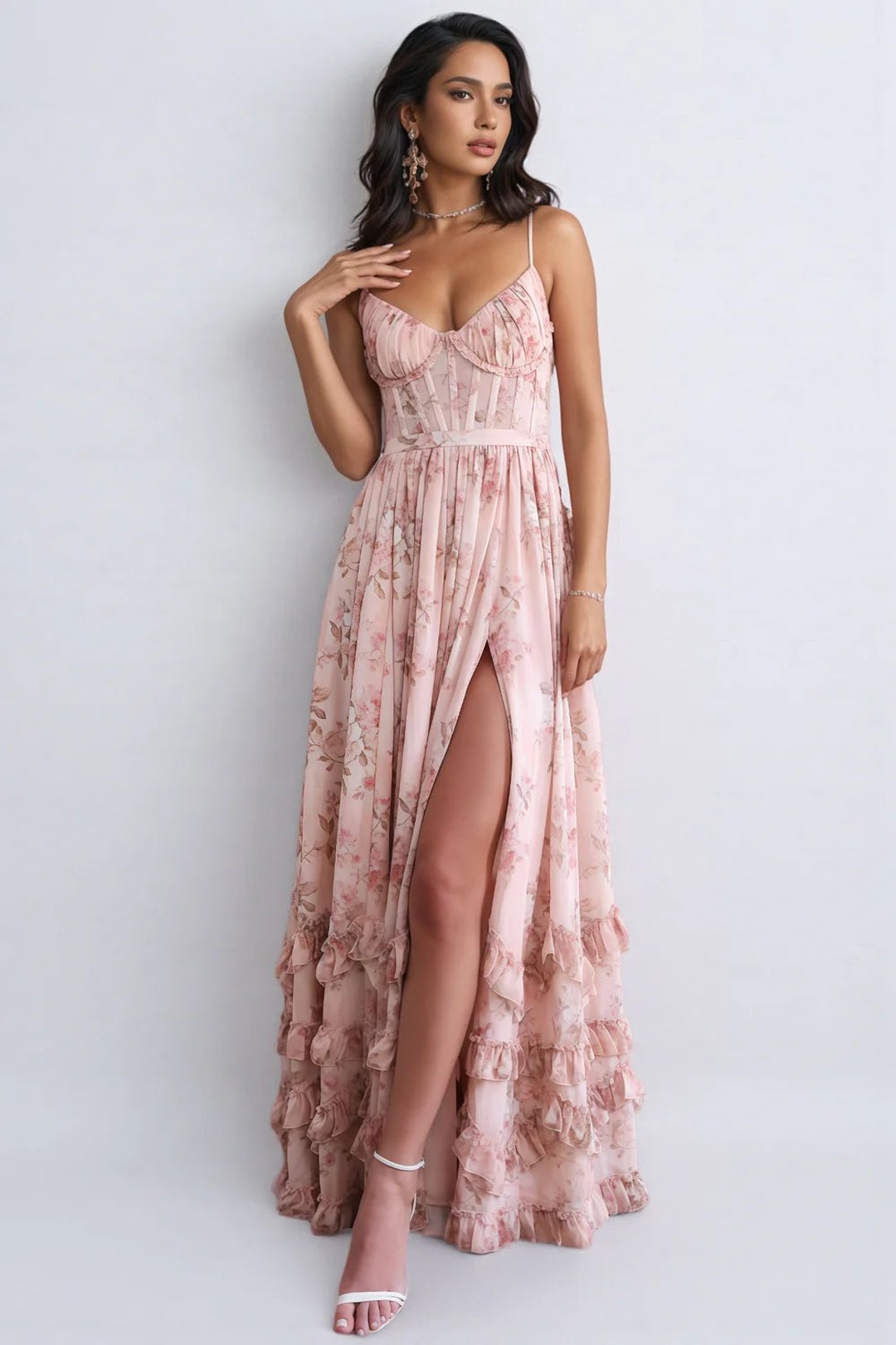 Ruthie | Floral Print Ruffled Maxi Dress
