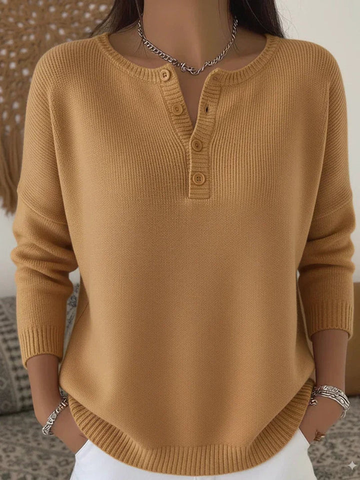 Biddy | Henley Button-Up Knit Sweater