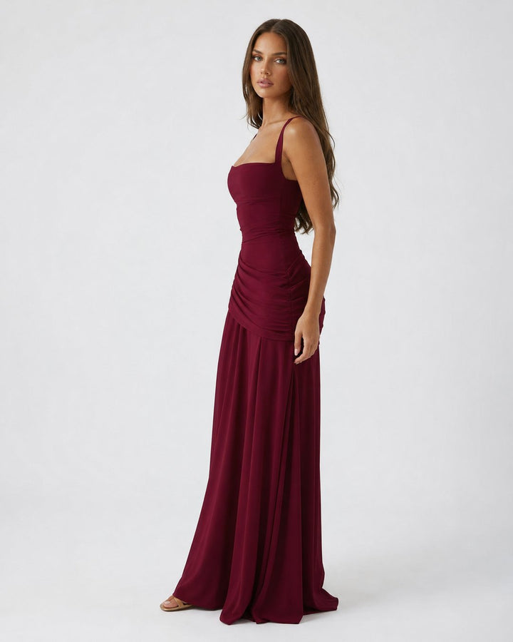 Phoebe | Maxi Dress With Ruched Square Neckline