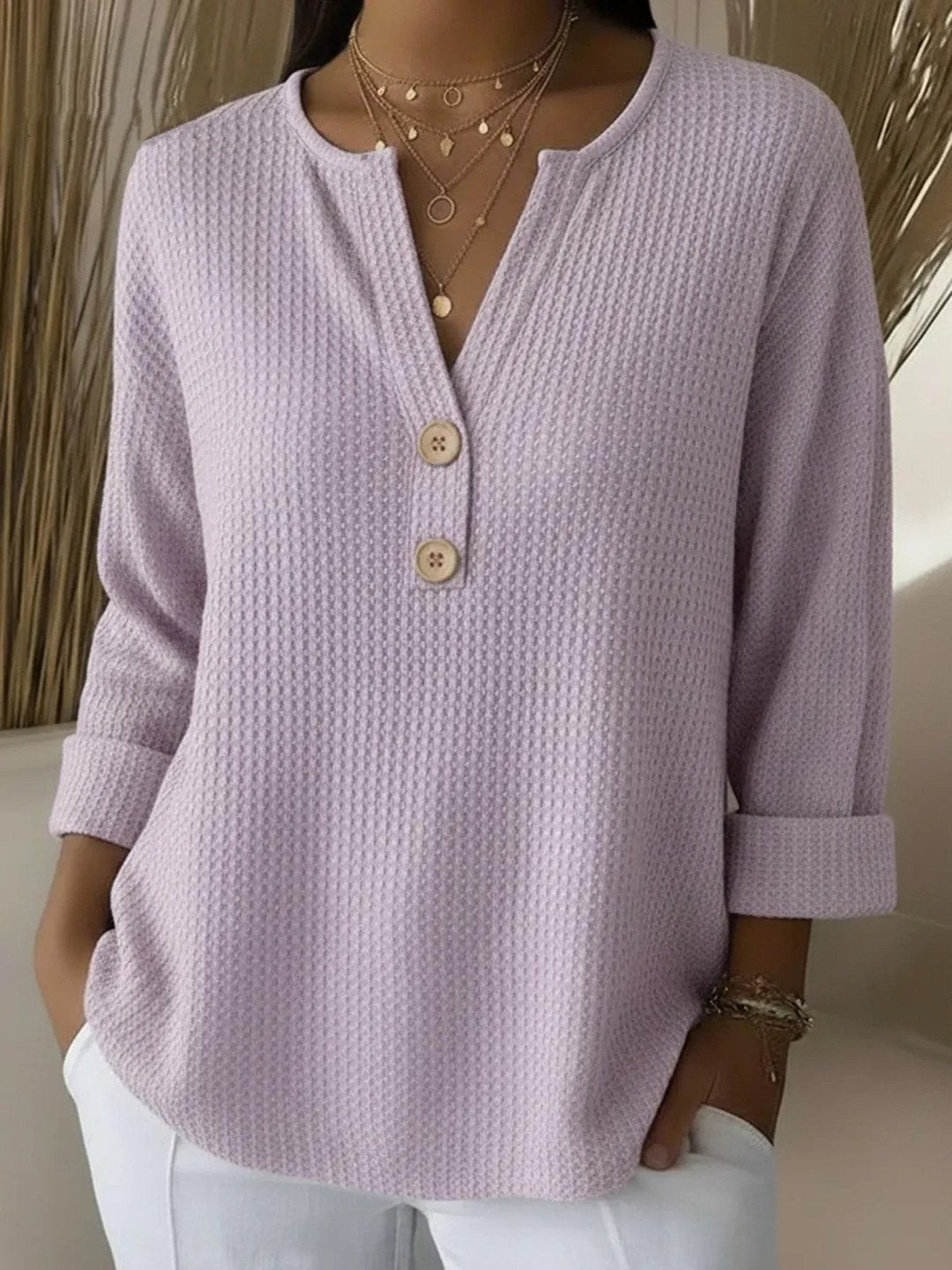 Genette | Henley Button Top