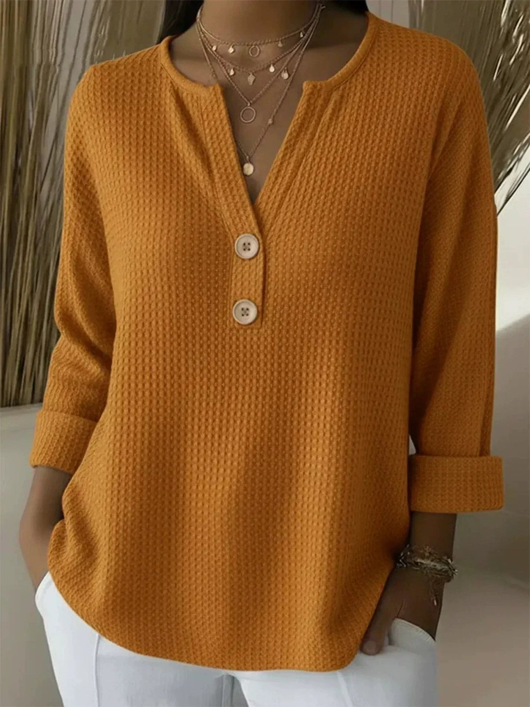 Genette | Henley Button Top