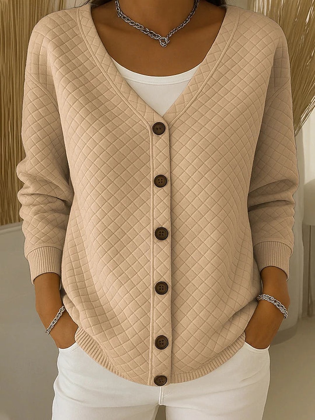 Kayleigh | Quilted Button-Front Cardigan