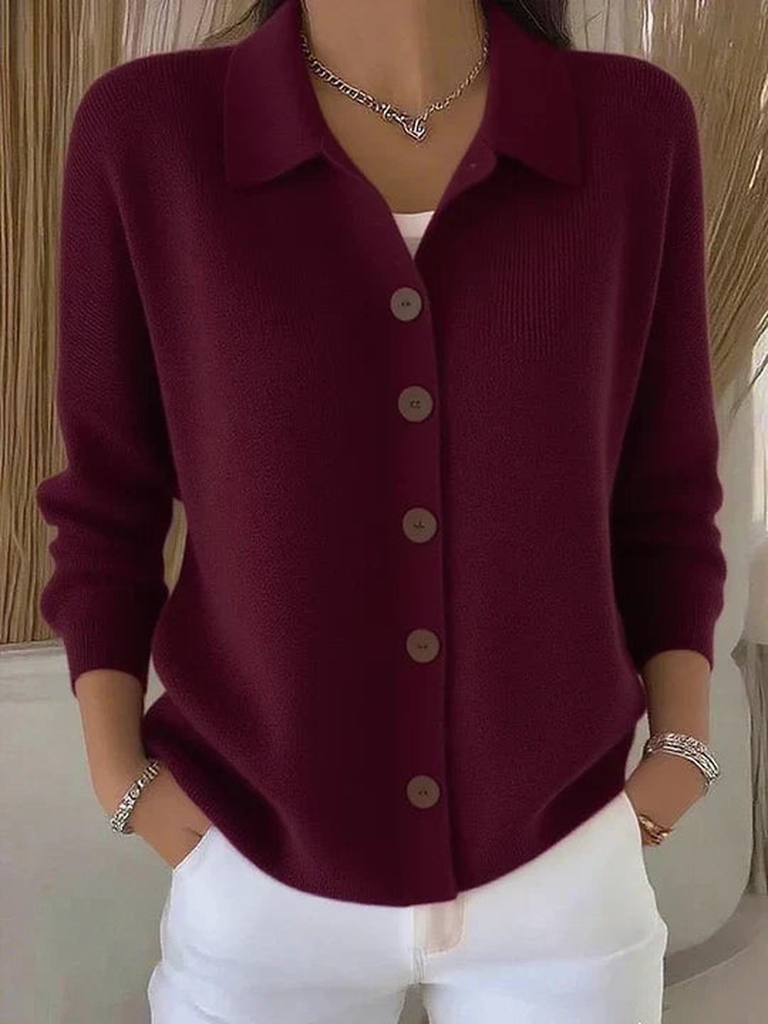 Pegeen | Button-Front Collared Cardigan