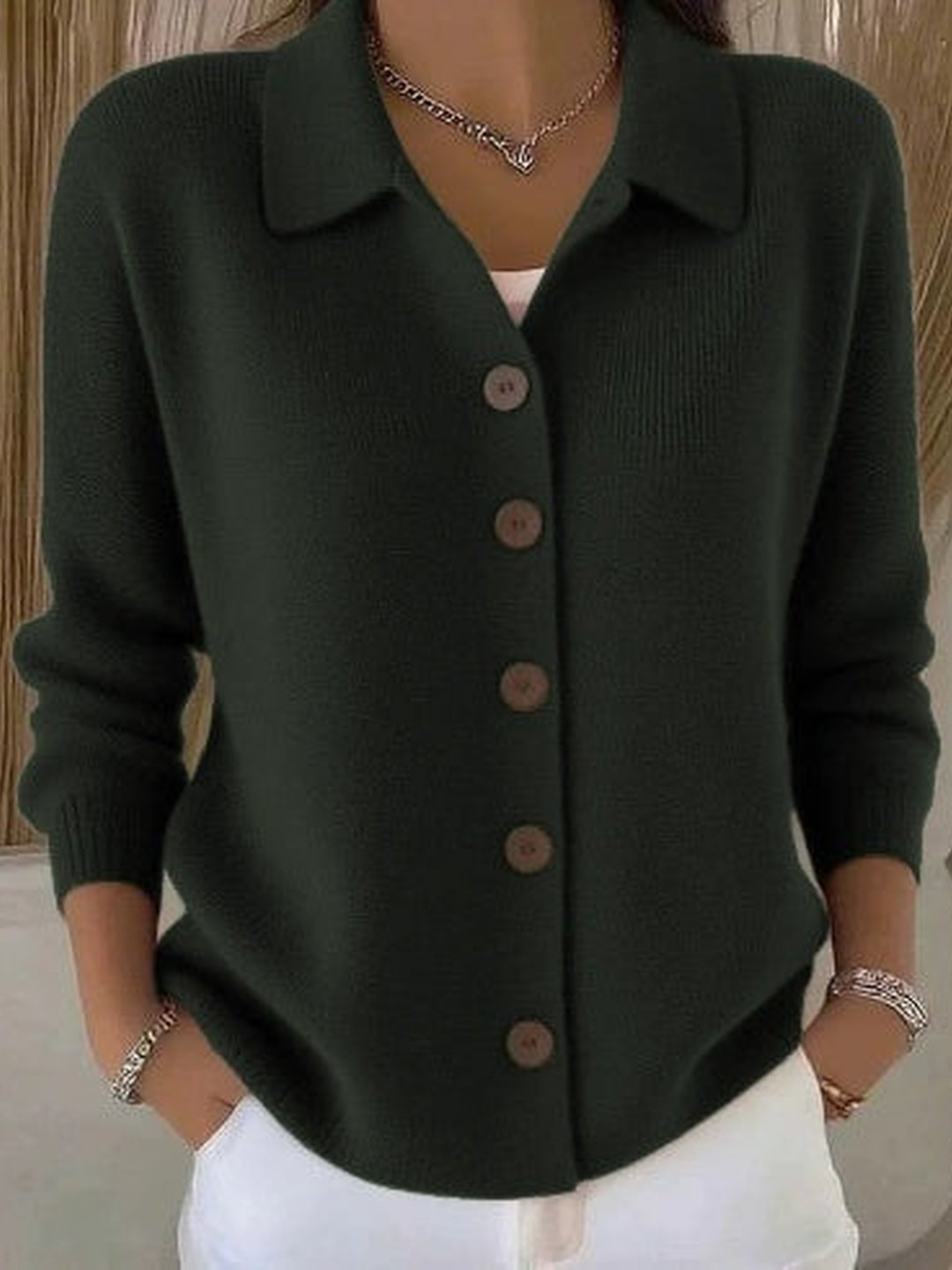 Pegeen | Button-Front Collared Cardigan