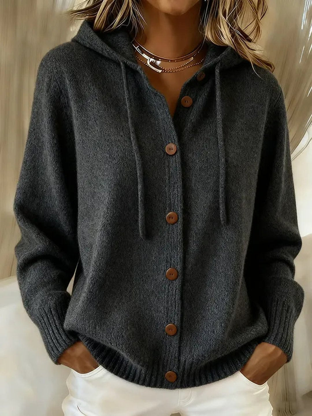 Pola | Cozy Button Cardigan Hoodie