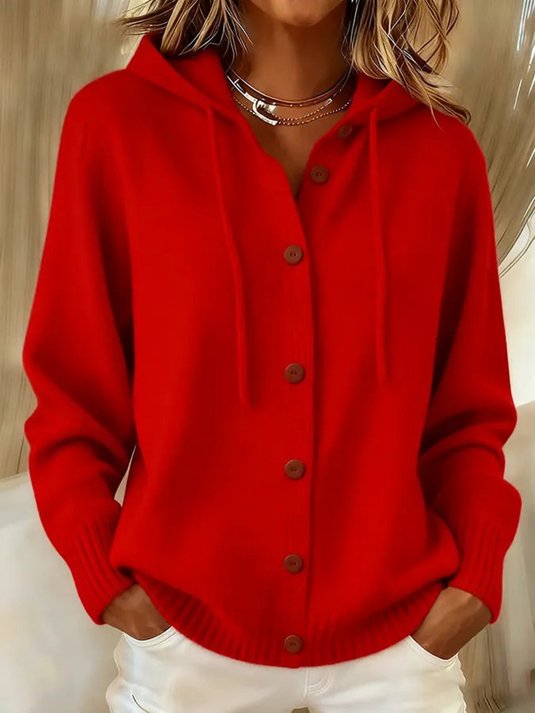 Pola | Cozy Button Cardigan Hoodie
