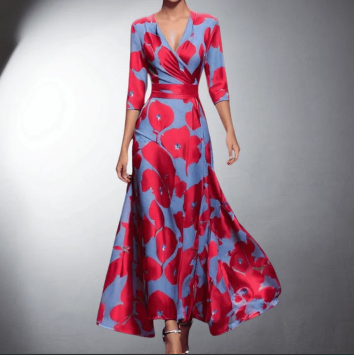 Sallie | Classic Floral V-Neck Maxi Dress