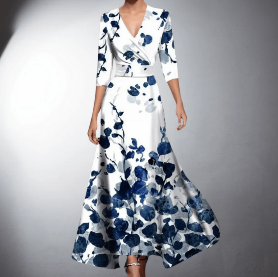 Sallie | Classic Floral V-Neck Maxi Dress