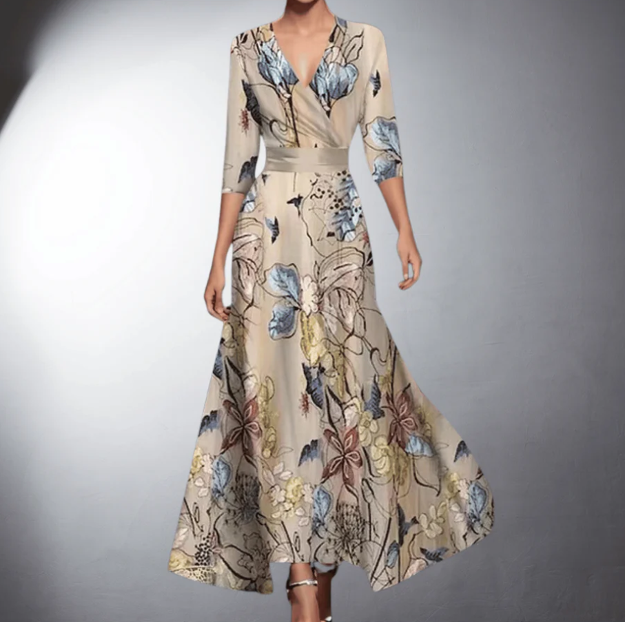 Sallie | Classic Floral V-Neck Maxi Dress