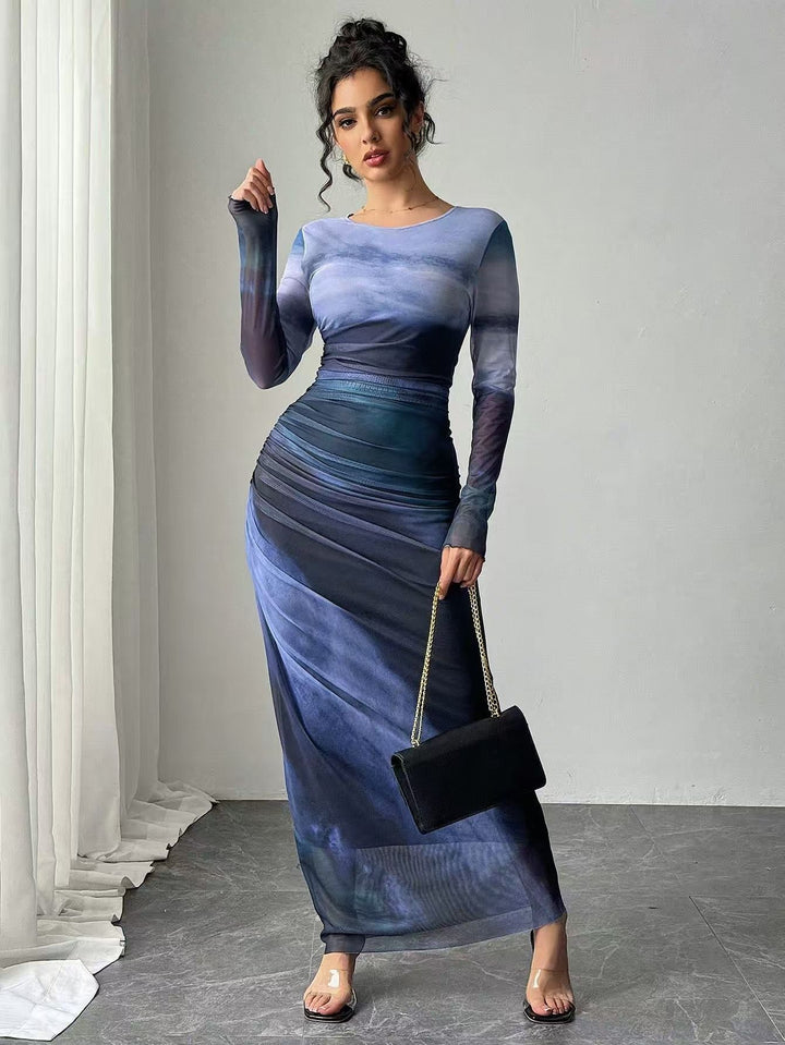 Pavlina | Long Sleeve Round Neck Bodycon Maxi Dress