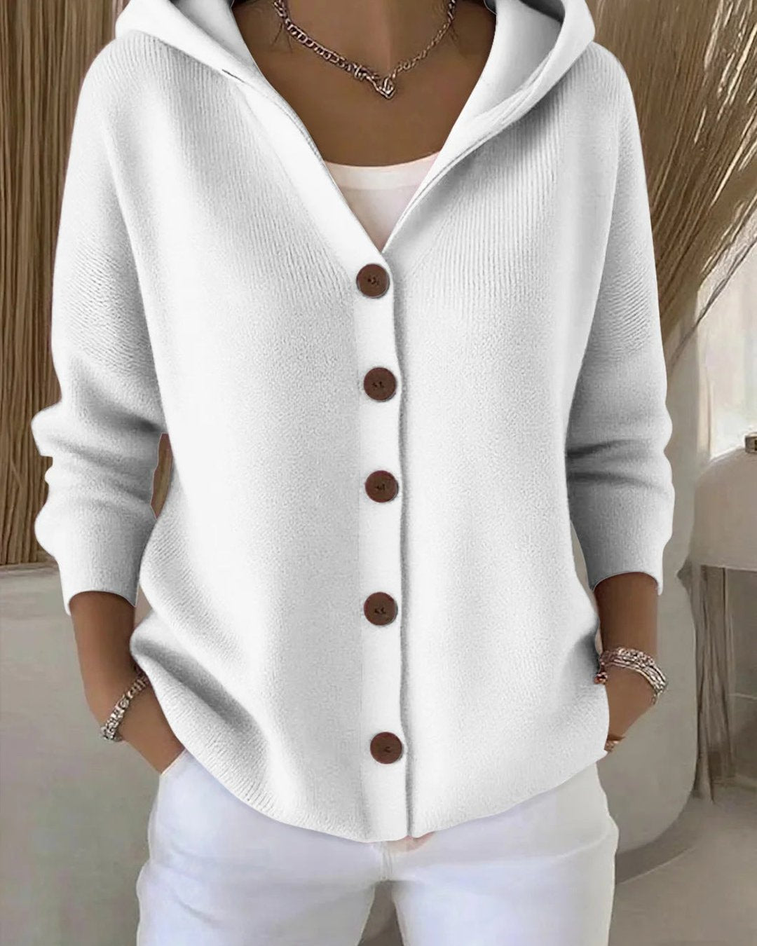Jaqueline | Hooded Button-Up Knit Cardigan