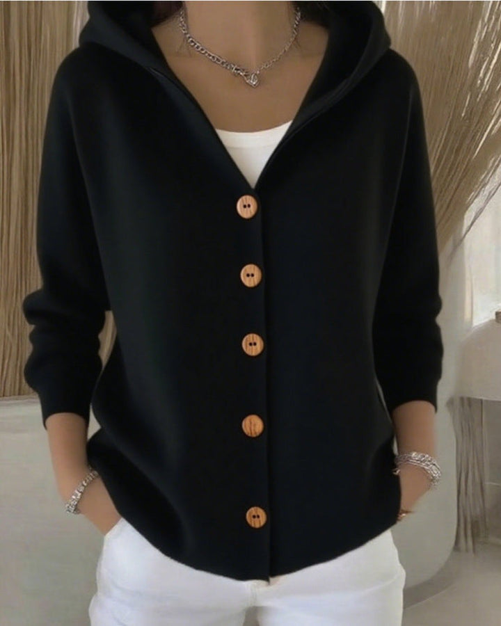 Jaqueline | Hooded Button-Up Knit Cardigan