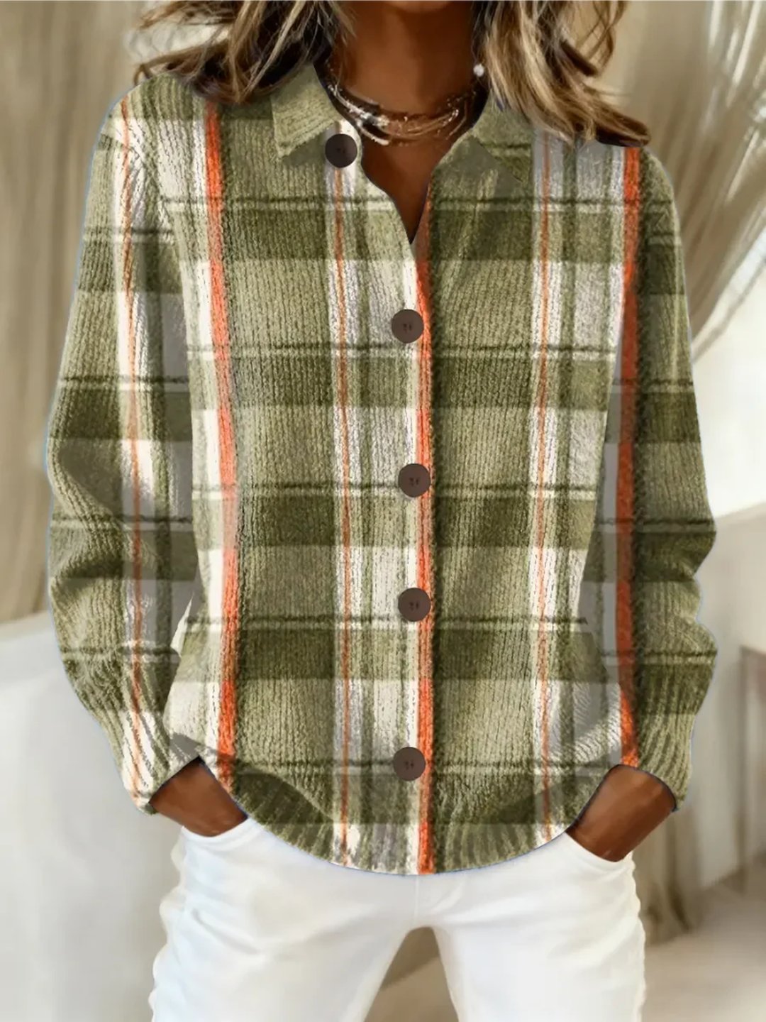 Lashawn | Olive Plaid Button Cardigan