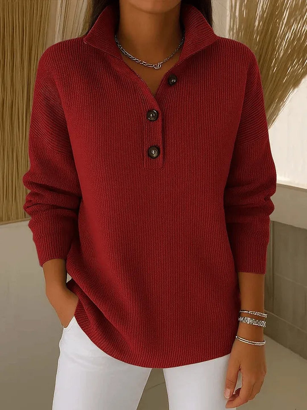 Hannorah | V-Neck Polo Sweater