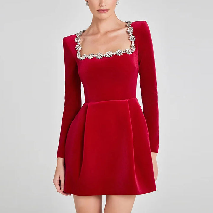 Nayla | Velvet Crystal Dress