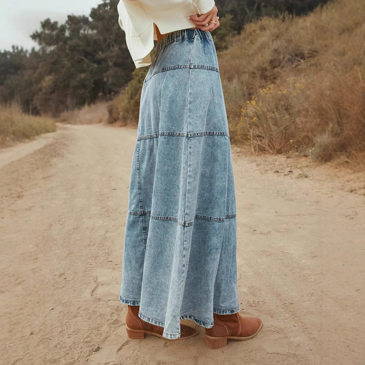 Yvonne | Boho Maxi Denim Skirt