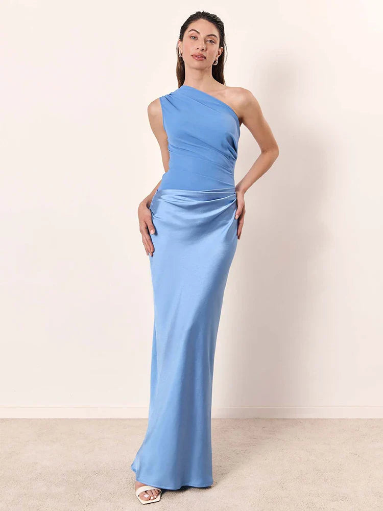 Griselda | One-Shoulder Satin Maxi Dress