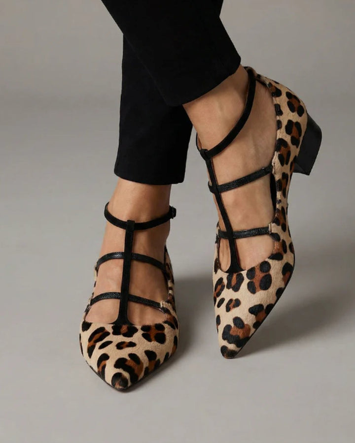 Lavonne | Heeled Shoes with Leopard Strap