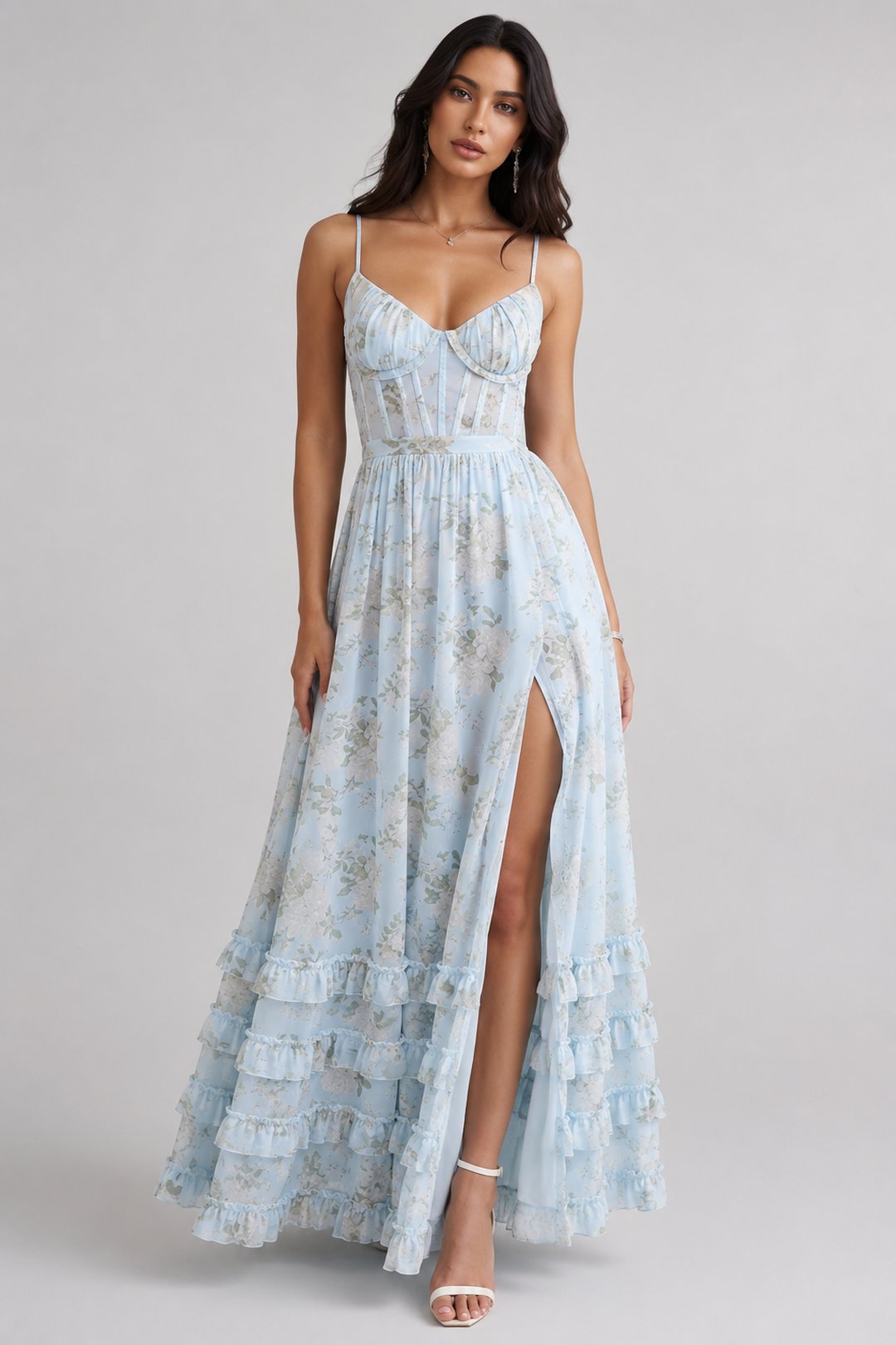 Ruthie | Floral Print Ruffled Maxi Dress