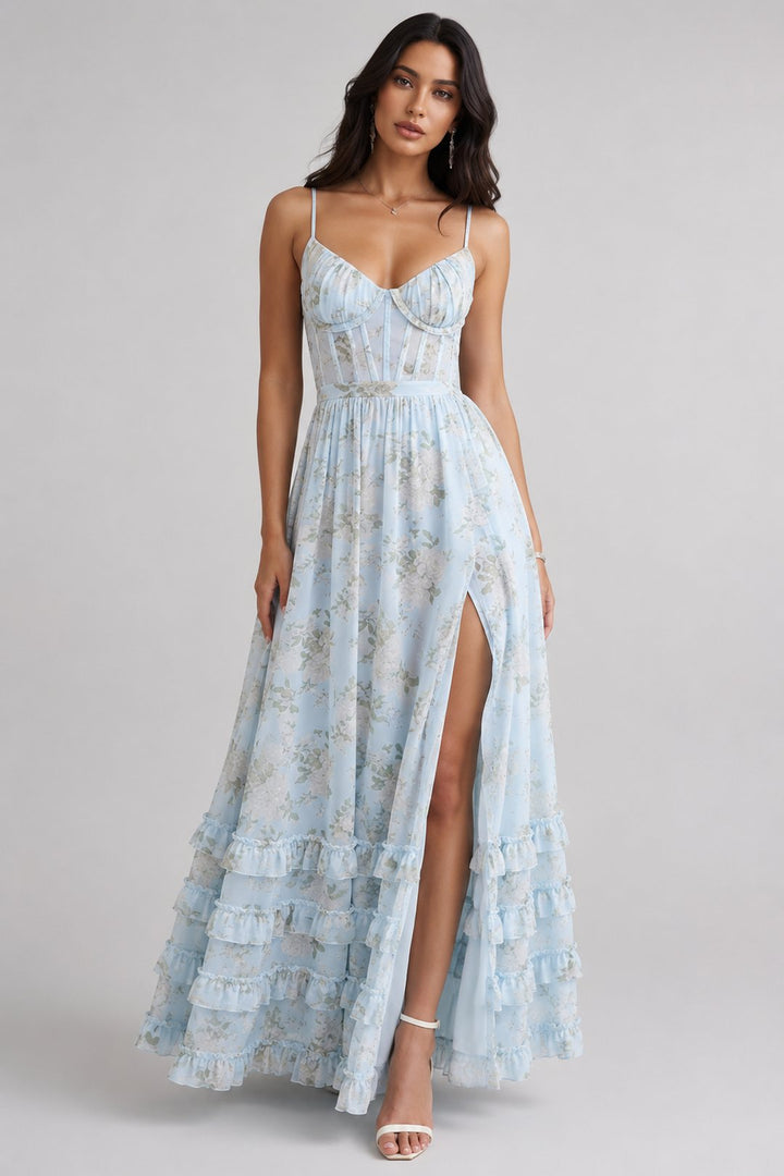 Ruthie | Floral Print Ruffled Maxi Dress