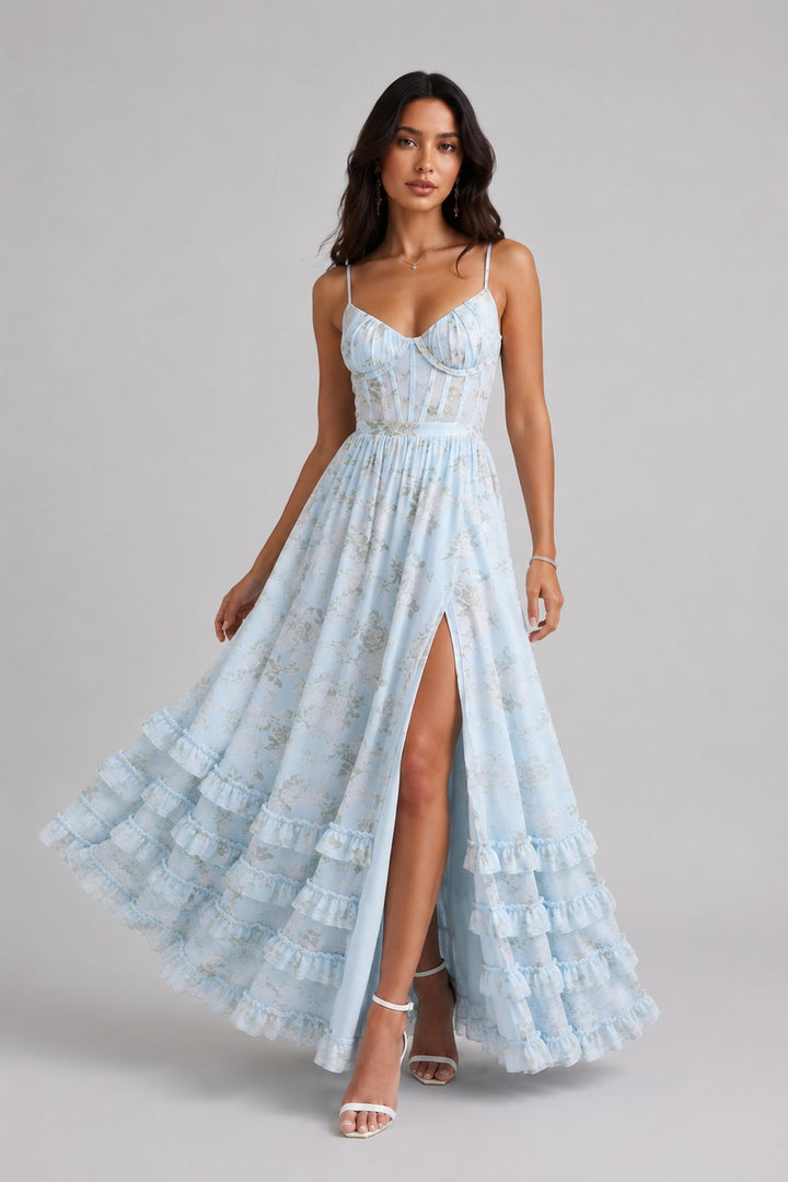 Ruthie | Floral Print Ruffled Maxi Dress